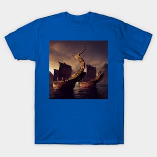 Viking Raiders on Longships T-Shirt